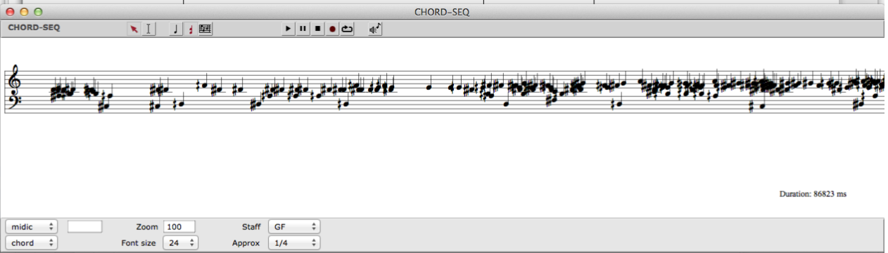Figure 1: Transcribed pitch/duration material in Open Music